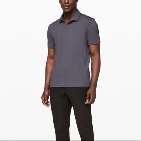 Lululemon Tech Pique Charcoal Gray Polo Shirt Size Medium - Picture 1 of 9
